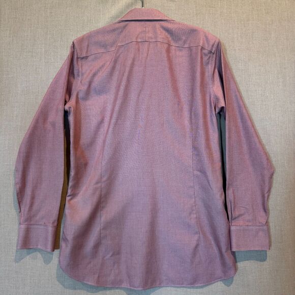 Bonobos Wrinkle-Free Tailored Slim Fit Shirt Maroon Micro Houndstooth 15.5 34 - Picture 8 of 9